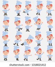 Cartoon character chef. Set with different postures, attitudes and poses, always in positive attitude, doing different activities in vector vector illustrations.