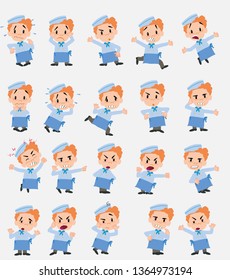 Cartoon character chef. Set with different postures, attitudes and poses, always in negative attitude, doing different activities in vector vector illustrations.