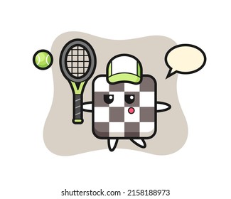 Cartoon character of chess board as a tennis player , cute style design for t shirt, sticker, logo element