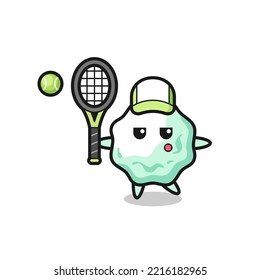 Cartoon character of chewing gum as a tennis player , cute design