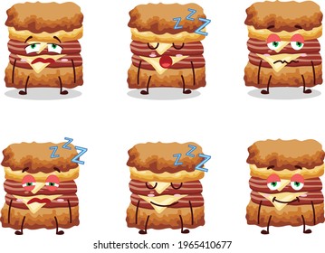 Cartoon character of chicken sandwich with sleepy expression