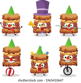 Cartoon character of chicken sandwich with various circus shows