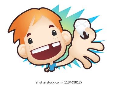 Cartoon Character Of A Child Who Has Lost His Tooth