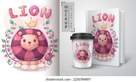 Cartoon character childish animal lion