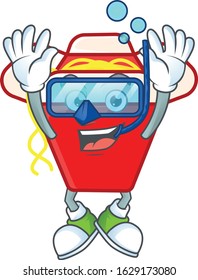 cartoon character of chinese box noodle wearing Diving glasses