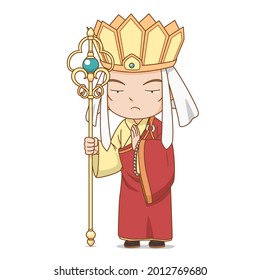 Cartoon character of Chinese Buddhist monk, Tang Sanzang in the novel Journey to the west.