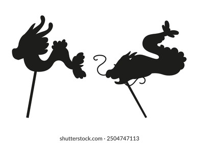 Cartoon character chinese dragon silhouette