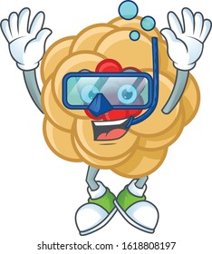 cartoon character of chinese gold flower wearing Diving glasses