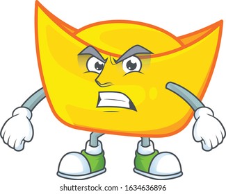 cartoon character of chinese gold ingot with angry face
