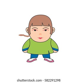 Cartoon character of chinese kid. Kids in chinese costumes.