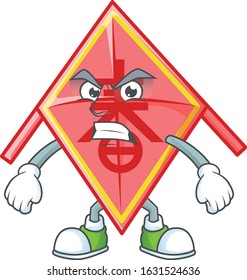 cartoon character of chinese red kite with angry face