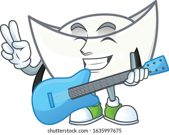 A cartoon character of chinese white ingot playing a guitar