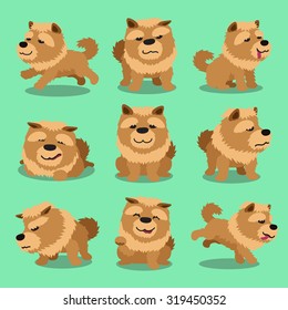 Cartoon character chow chow dog poses