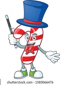 Cartoon character of christmas candy cane Magician style