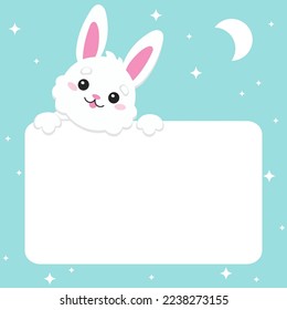 Cartoon character christmas rabbit. Colorful vector illustration. Isolated on color background. Design element. Template for your design, books, stickers, cards.