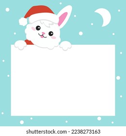 Cartoon character christmas rabbit. Colorful vector illustration. Isolated on color background. Design element. Template for your design, books, stickers, cards.