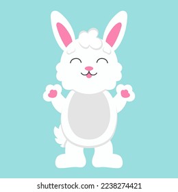 Cartoon character christmas rabbit. Colorful vector illustration. Isolated on color background. Design element. Template for your design, books, stickers, cards.