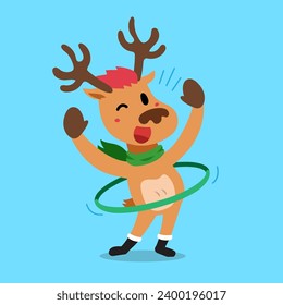 Cartoon-Charakter-Weihnachtsrentiere mit Hula-Hoop für Design.