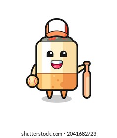 Cartoon character of cigarette as a baseball player , cute design