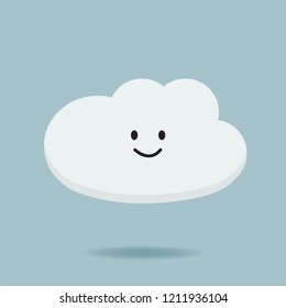 Cartoon character cloud design vector illustration.Cute cloud character.Smile white cloud emotion icon