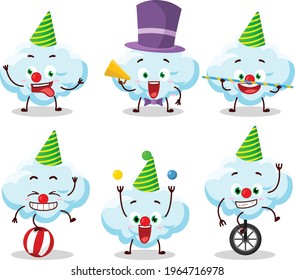 Cartoon character of cloud with various circus shows