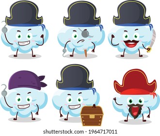 Cartoon Charakter der Cloud mit verschiedenen Piraten Emoticons