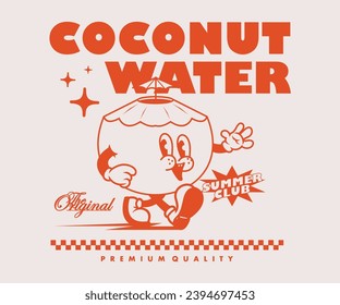  cartoon character of coconut, summer time Graphic Design for T shirt Street Wear and Urban Style