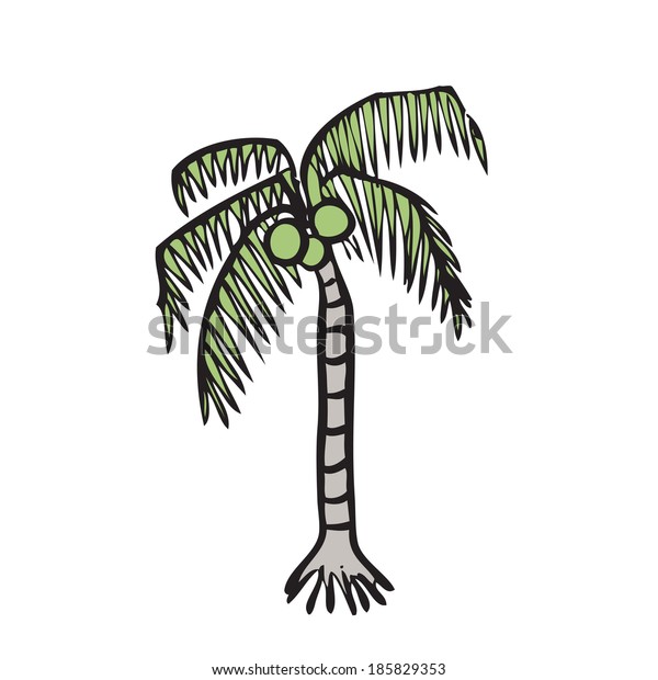 Cartoon Character Coconut Tree Stock Vector Royalty Free 185829353