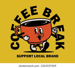 cartoon character of coffe Graphic Design for T shirt Street Wear and Urban Style