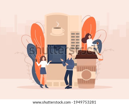 Cartoon character. Coffee break vending machine, great design for any purposes. Art illustration. Vector illustration.