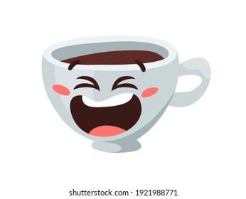 Cartoon Charakter Coffee Cup. Handgezeichnetes Vektordesign-Emoticon. Emoji Café für künstlerisches Design