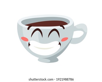 Cartoon Charakter Coffee Cup. Handgezeichnetes Vektordesign-Emoticon. Emoji Café für künstlerisches Design