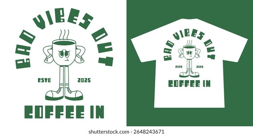 cartoon character of coffee Graphic Design for T shirt Street Wear and Urban Style	
