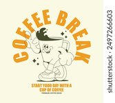 Cartoon character coffee for t shirt printing