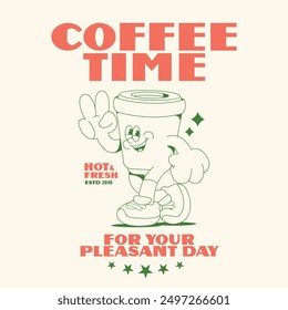 Cartoon character coffee for t shirt printing