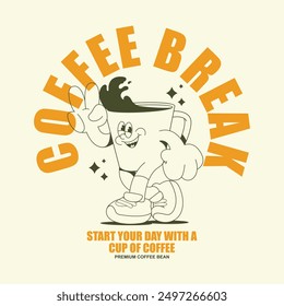 Cartoon character coffee for t shirt printing