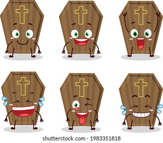Cartoon character of coffin with smile expression