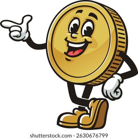 Cartoon character Coin is relaxing and finding an idea