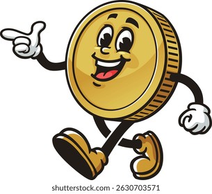 Cartoon character Coin is walking