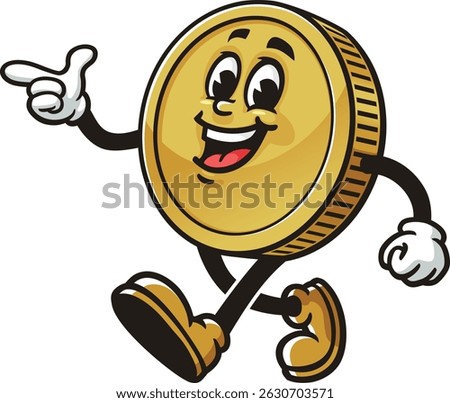 Cartoon character Coin is walking