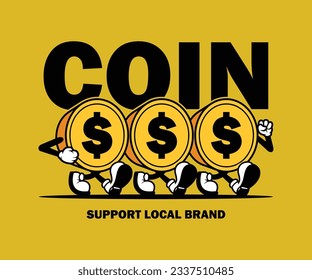 cartoon character of coins Graphic Design for T shirt Street Wear and Urban Style