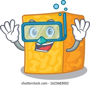 cartoon character of colby jack cheese wearing Diving glasses