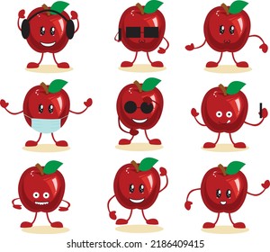 cartoon character collection of red apples