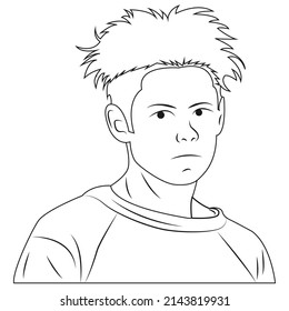 Cartoon character for coloring book. Vector illustration of teenage boy in flat cartoon style
