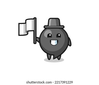 Cartoon character of comma symbol holding a flag , cute design