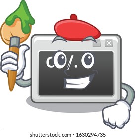 Cartoon character of command window Artist with a brush
