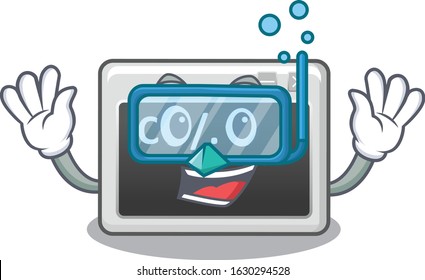 cartoon character of command window wearing Diving glasses