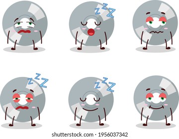 Cartoon character of compact disk with sleepy expression