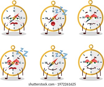 Cartoon character of compass with sleepy expression