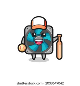 Cartoon character of computer fan as a baseball player , cute style design for t shirt, sticker, logo element